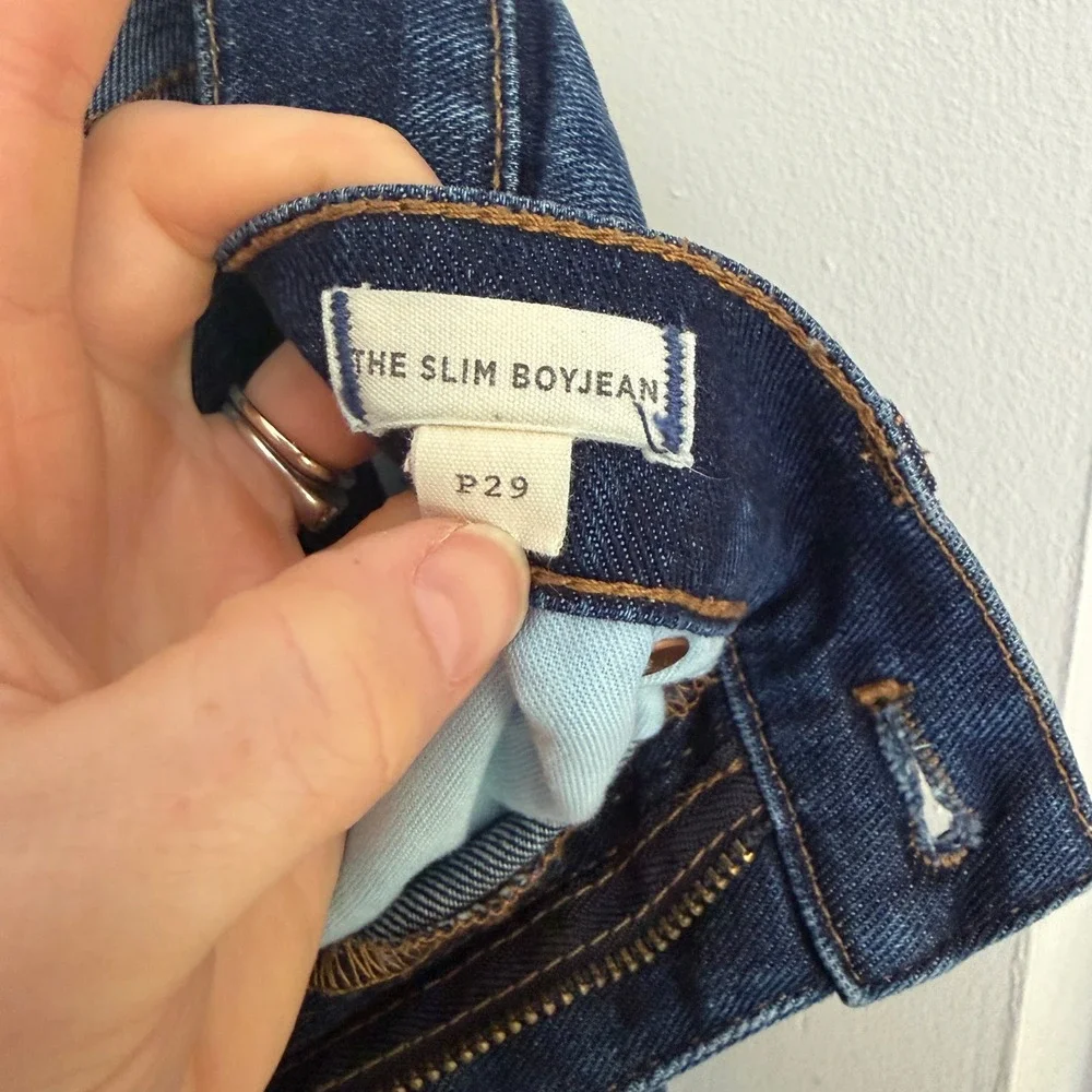 Madewell The Slim Boyjean Dark Wash Denim Jeans Women's 29P Petite Blue